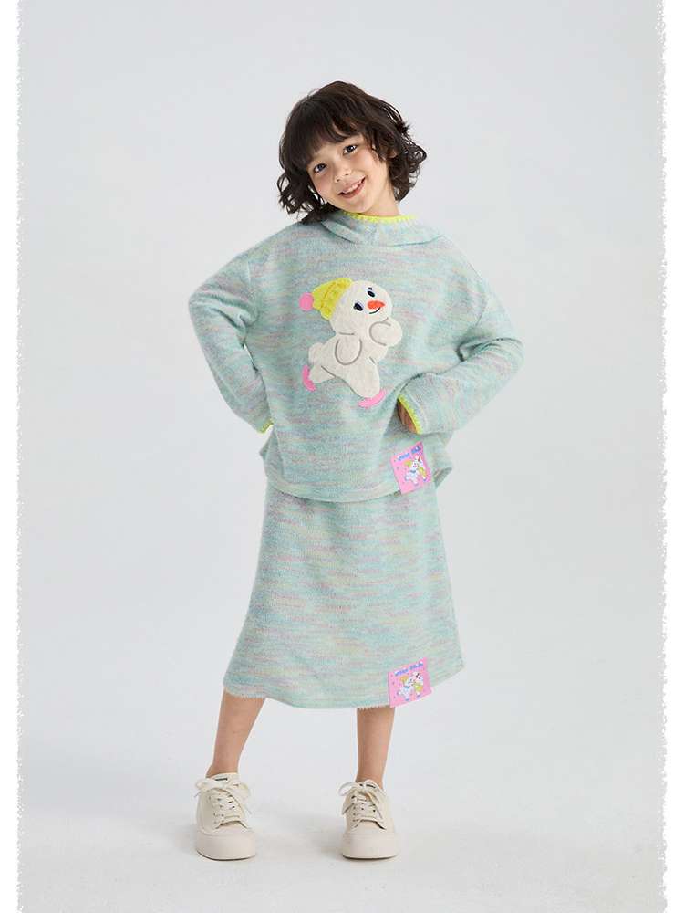 長袖セットアップ poco blush | Hooded Woolen Top Set ウール混 フーディー セットアップ【mh0020036】