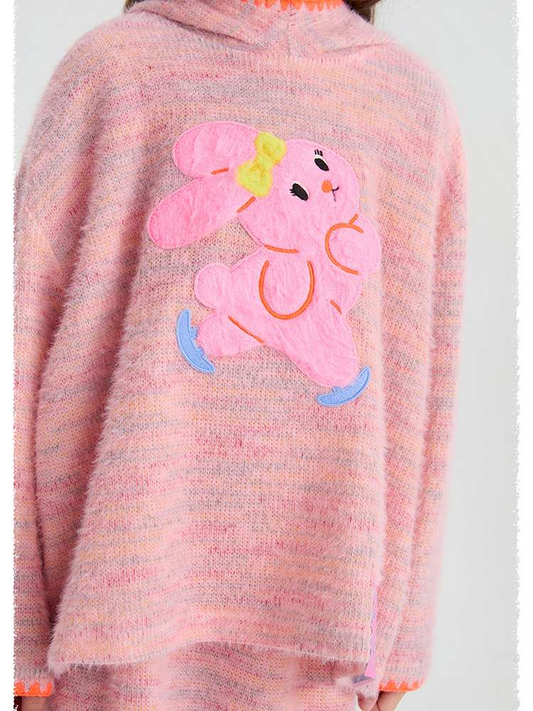 長袖セットアップ poco blush | Hooded Woolen Top Set ウール混 フーディー セットアップ【mh0020036】