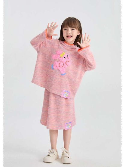 長袖セットアップ poco blush | Hooded Woolen Top Set ウール混 フーディー セットアップ【mh0020036】