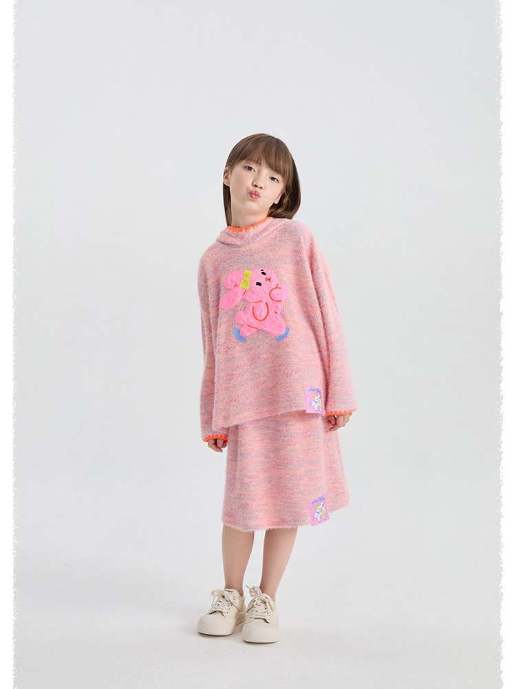 長袖セットアップ poco blush | Hooded Woolen Top Set ウール混 フーディー セットアップ【mh0020036】