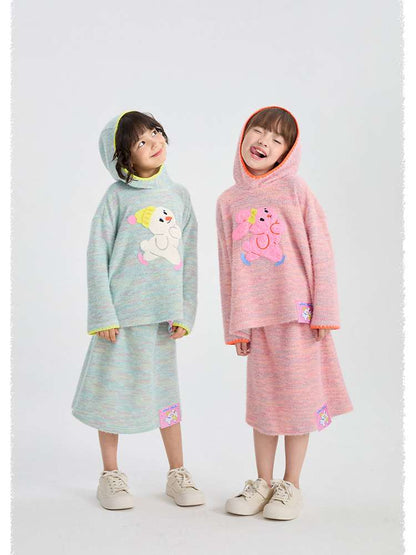 長袖セットアップ poco blush | Hooded Woolen Top Set ウール混 フーディー セットアップ【mh0020036】