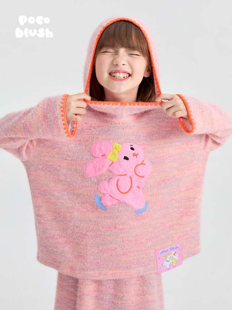長袖セットアップ poco blush | Hooded Woolen Top Set ウール混 フーディー セットアップ【mh0020036】