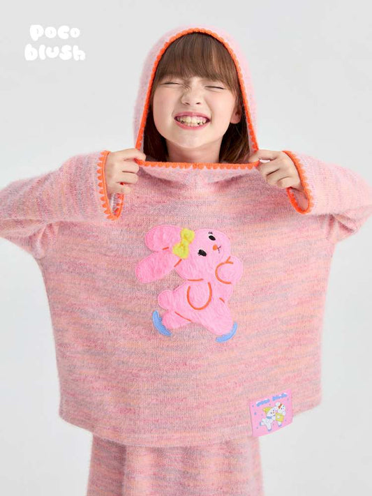 長袖セットアップ poco blush | Hooded Woolen Top Set ウール混 フーディー セットアップ【mh0020036】
