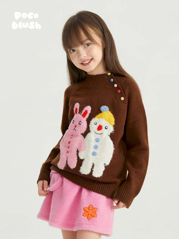 ニット・セーター poco blush | Lala Little Hand Jacquard Sweater 刺繍入り ハイネック ニットソー【mh0020021】