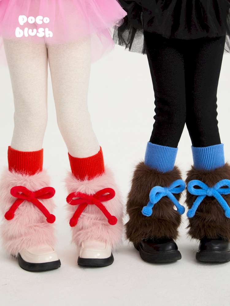 ベビーキッズその他アクセサリー poco blush | Lamb's Bow Plush Leg Warmers シープボア リボン レッグウォーマー【mh0020019】
