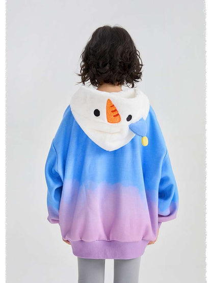 カーディガン・パーカー poco blush | Mousse Snowman Gradient Fleece Cardigan スノーマン グラデーション 裏起毛カーディガン【mh0020037】