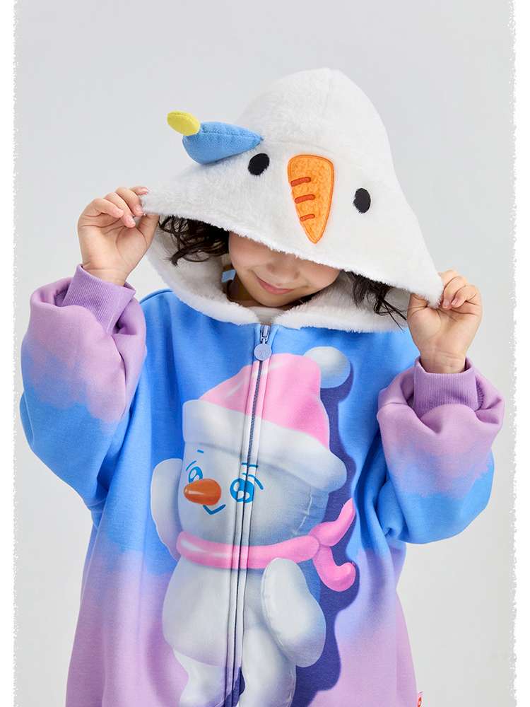 カーディガン・パーカー poco blush | Mousse Snowman Gradient Fleece Cardigan スノーマン グラデーション 裏起毛カーディガン【mh0020037】