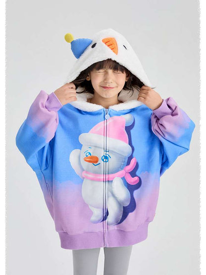 カーディガン・パーカー poco blush | Mousse Snowman Gradient Fleece Cardigan スノーマン グラデーション 裏起毛カーディガン【mh0020037】