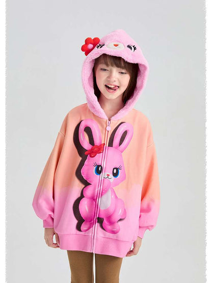 カーディガン・パーカー poco blush | Mousse Snowman Gradient Fleece Cardigan スノーマン グラデーション 裏起毛カーディガン【mh0020037】