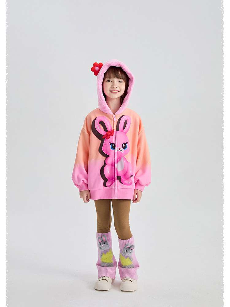 カーディガン・パーカー poco blush | Mousse Snowman Gradient Fleece Cardigan スノーマン グラデーション 裏起毛カーディガン【mh0020037】