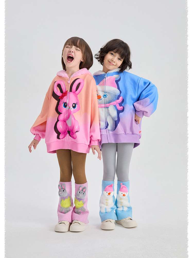 カーディガン・パーカー poco blush | Mousse Snowman Gradient Fleece Cardigan スノーマン グラデーション 裏起毛カーディガン【mh0020037】