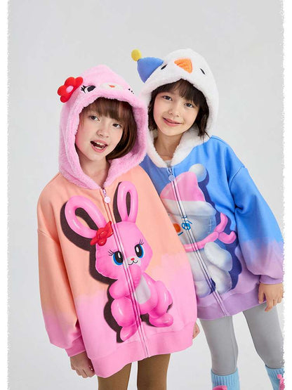 カーディガン・パーカー poco blush | Mousse Snowman Gradient Fleece Cardigan スノーマン グラデーション 裏起毛カーディガン【mh0020037】