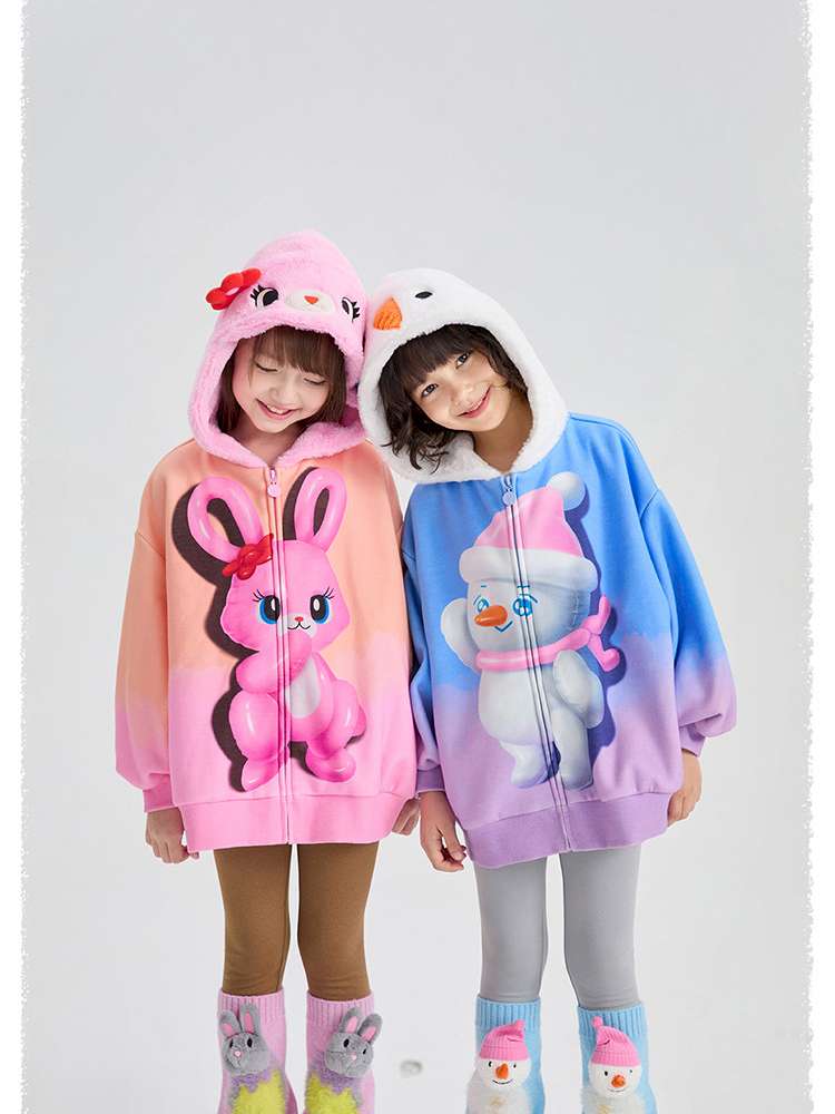 カーディガン・パーカー poco blush | Mousse Snowman Gradient Fleece Cardigan スノーマン グラデーション 裏起毛カーディガン【mh0020037】