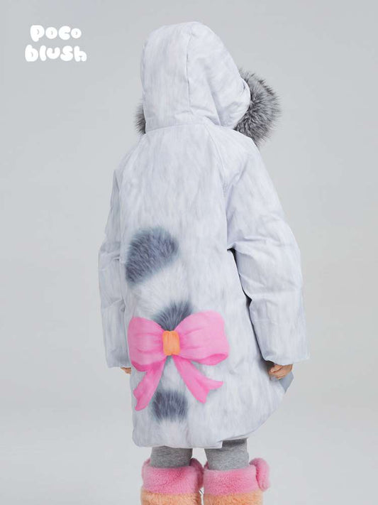 ロングコート poco blush | Plush Bow Big Face Cat Down Coat ボウ リボン キャット ダウンジャケット【mh0020002】