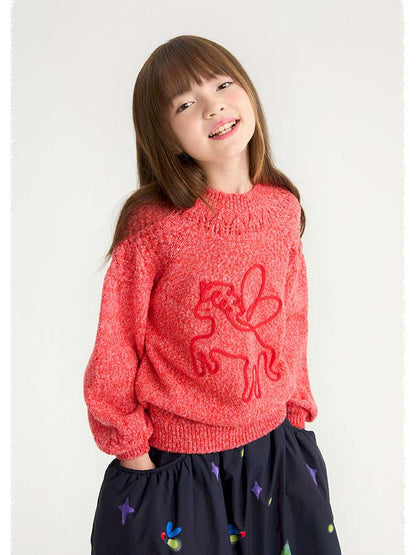 ニット・セーター poco blush | Red Pegasus Cable Knit Sweater ペガサス ケーブル編み ニットソー【mh0020009】
