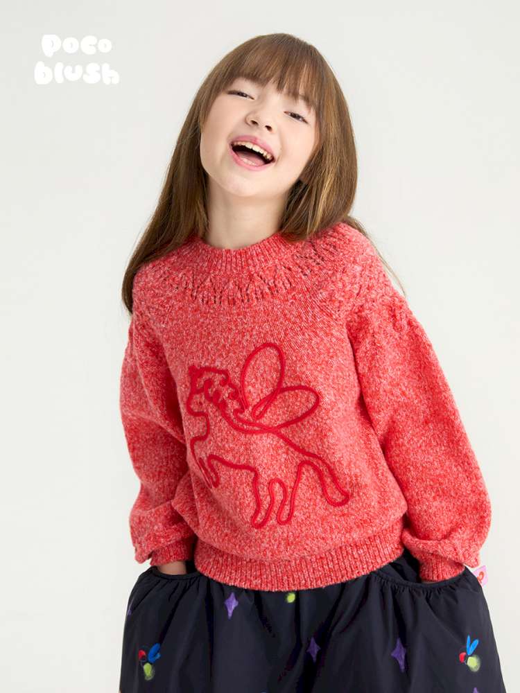 ニット・セーター poco blush | Red Pegasus Cable Knit Sweater ペガサス ケーブル編み ニットソー【mh0020009】