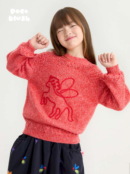 ニット・セーター poco blush | Red Pegasus Cable Knit Sweater ペガサス ケーブル編み ニットソー【mh0020009】