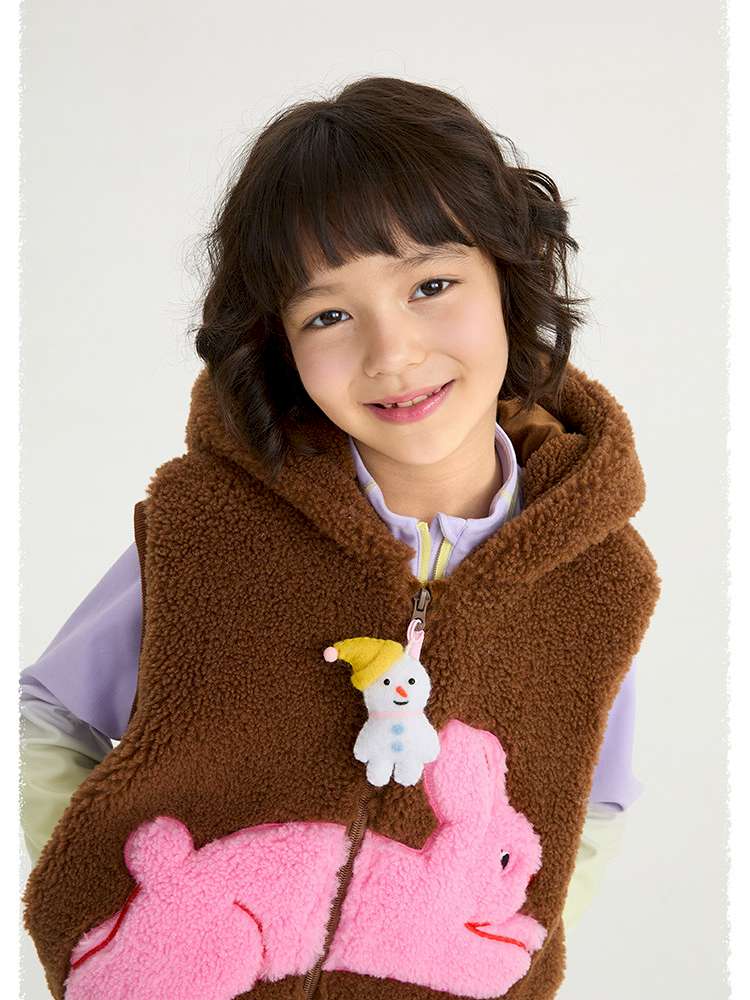 ベスト poco blush | Snowman Tumbler Hooded Fluffy Vest スノーマン フード付き シープボアベスト【mh0020015】