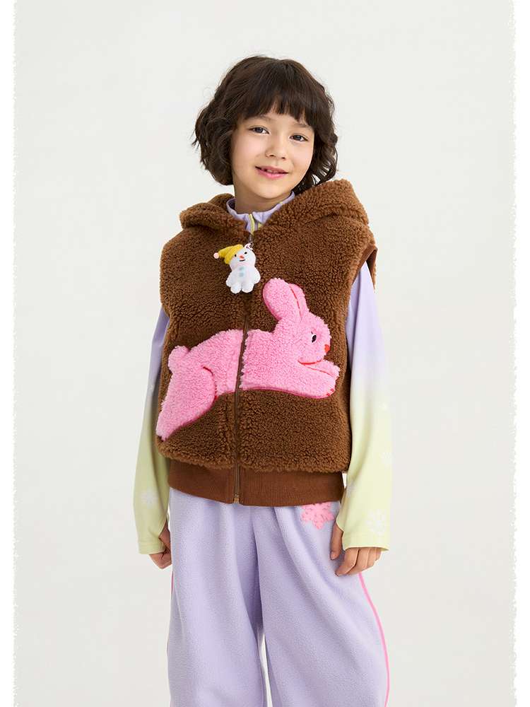 ベスト poco blush | Snowman Tumbler Hooded Fluffy Vest スノーマン フード付き シープボアベスト【mh0020015】