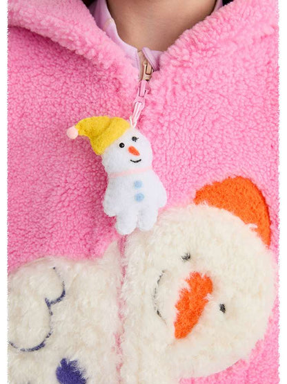 ベスト poco blush | Snowman Tumbler Hooded Fluffy Vest スノーマン フード付き シープボアベスト【mh0020015】