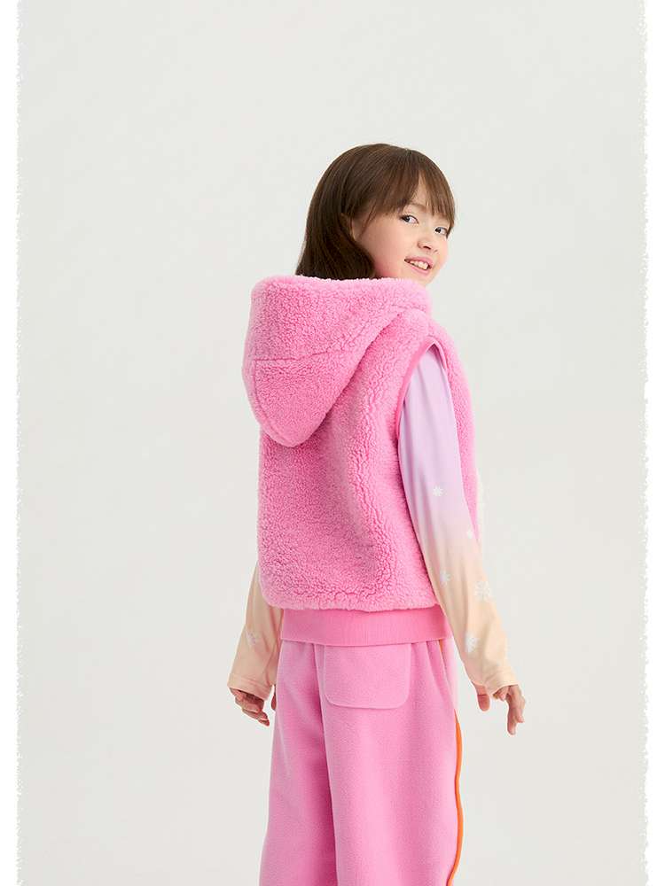 ベスト poco blush | Snowman Tumbler Hooded Fluffy Vest スノーマン フード付き シープボアベスト【mh0020015】