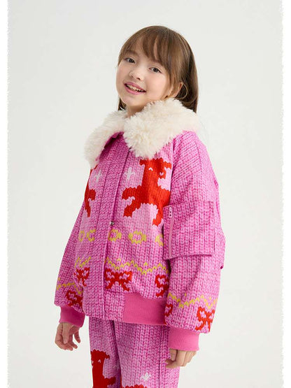 長袖セットアップ poco blush | Stick Needle Lamb Plush Cotton Jacket シープボア 中綿 防風防水ジャケット【mh0020013】