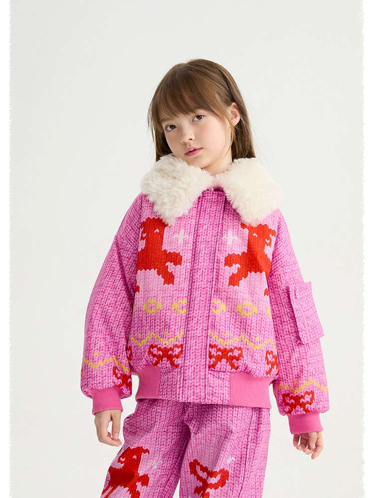 長袖セットアップ poco blush | Stick Needle Lamb Plush Cotton Jacket シープボア 中綿 防風防水ジャケット【mh0020013】