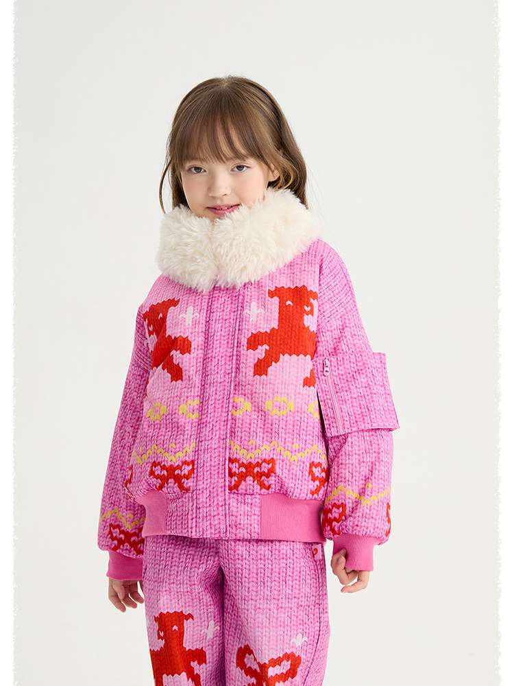 長袖セットアップ poco blush | Stick Needle Lamb Plush Cotton Jacket シープボア 中綿 防風防水ジャケット【mh0020013】