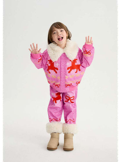 長袖セットアップ poco blush | Stick Needle Lamb Plush Cotton Jacket シープボア 中綿 防風防水ジャケット【mh0020013】