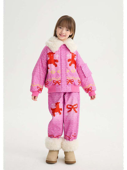 長袖セットアップ poco blush | Stick Needle Lamb Plush Cotton Jacket シープボア 中綿 防風防水ジャケット【mh0020013】