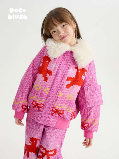 長袖セットアップ poco blush | Stick Needle Lamb Plush Cotton Jacket シープボア 中綿 防風防水ジャケット【mh0020013】