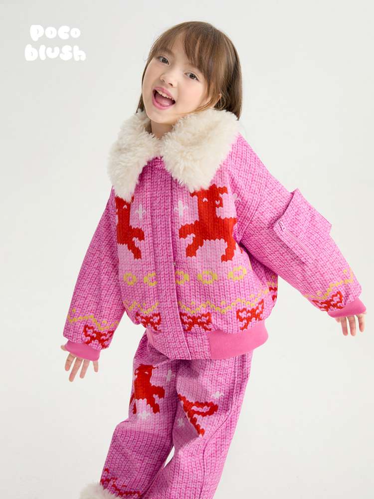 長袖セットアップ poco blush | Stick Needle Lamb Plush Cotton Jacket シープボア 中綿 防風防水ジャケット【mh0020013】