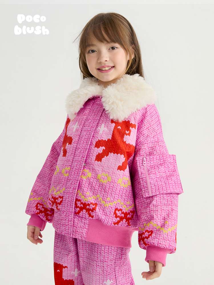 長袖セットアップ poco blush | Stick Needle Lamb Plush Cotton Jacket シープボア 中綿 防風防水ジャケット【mh0020013】