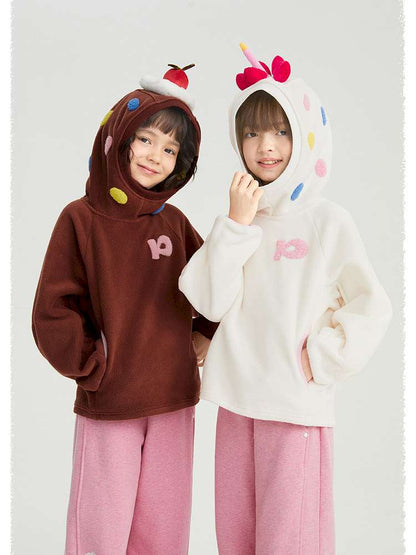 トレーナー・フーディ poco blush | Strawberry Cake Fleece Sweatshirt 立体ドール付き 裏起毛トレーナー【mh0020027】