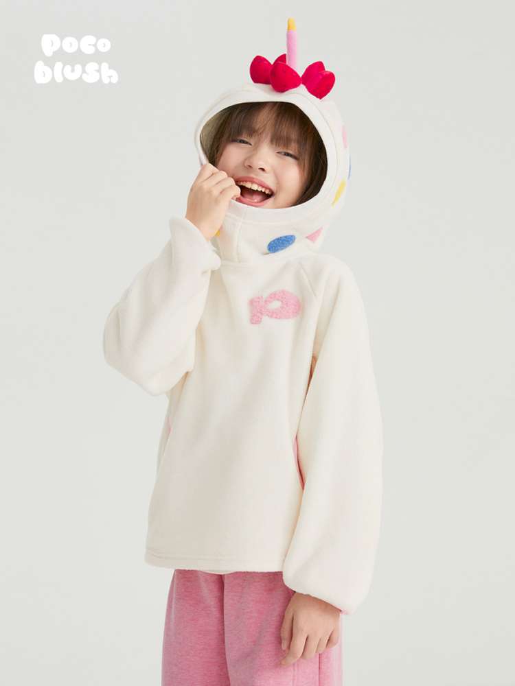 トレーナー・フーディ poco blush | Strawberry Cake Fleece Sweatshirt 立体ドール付き 裏起毛トレーナー【mh0020027】