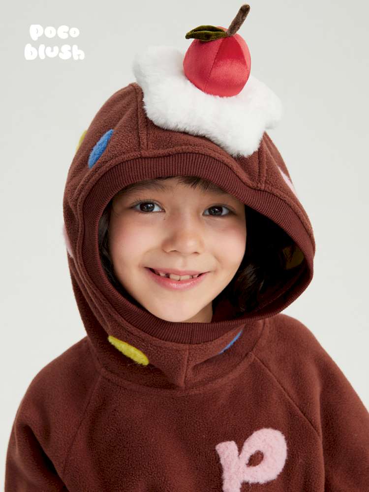 トレーナー・フーディ poco blush | Strawberry Cake Fleece Sweatshirt 立体ドール付き 裏起毛トレーナー【mh0020027】