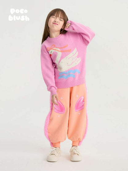 ロングパンツ・スウェットパンツ poco blush | Swan Wings Fleece Sweatpants 裏起毛 スウェットパンツ【mh0020018】