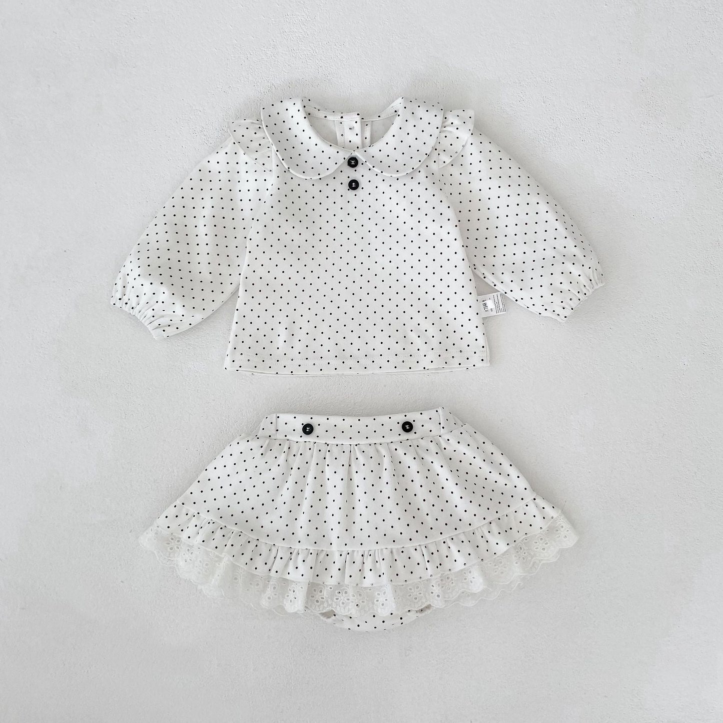 Polka Dot Blouse & Pants Set ドット柄 ブラウスセットアップ【mh0012398】 Creamy White / 73cm Engepapa