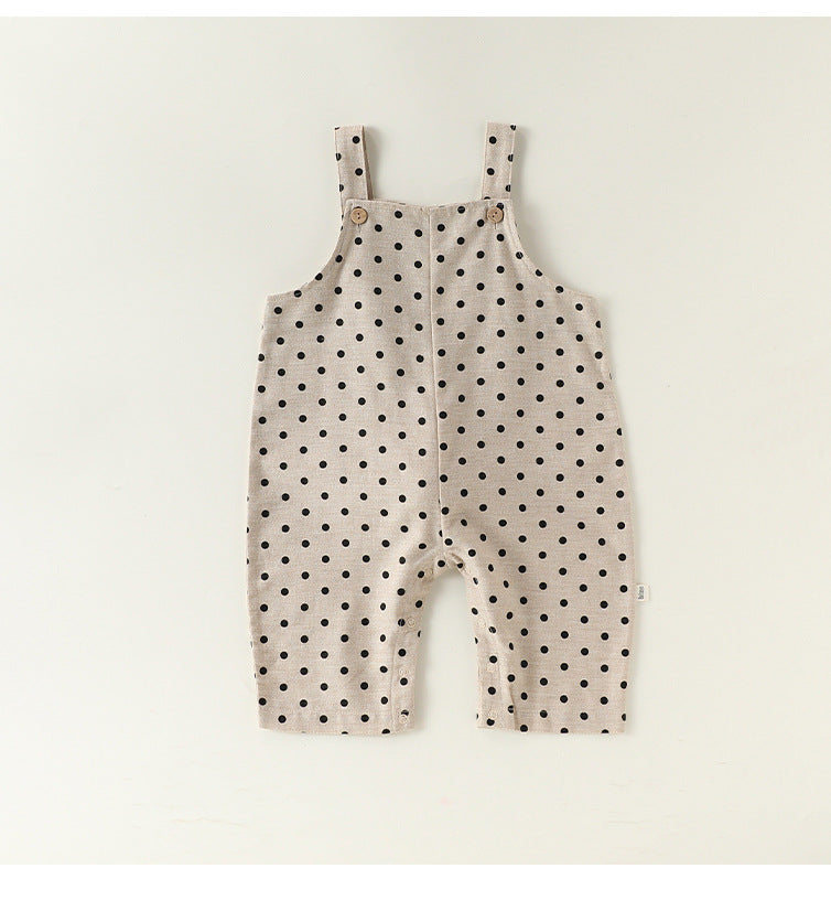 Polka Dot Cotton Overalls ドット柄 オーバーオール【mh0012340】 Beitaoya