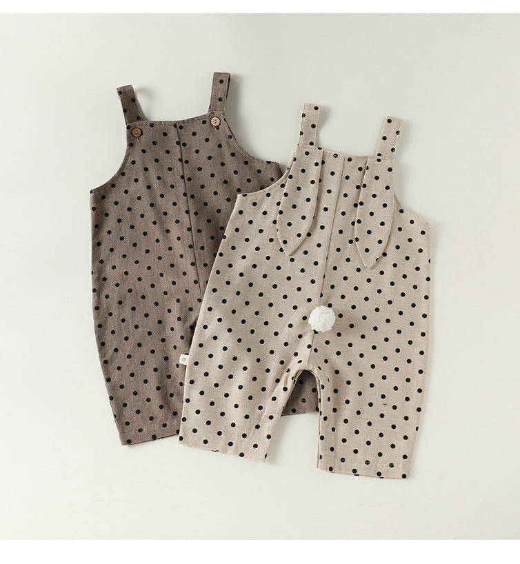 Polka Dot Cotton Overalls ドット柄 オーバーオール【mh0012340】 Beitaoya