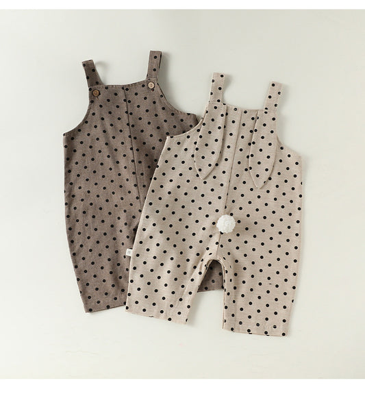 Polka Dot Cotton Overalls ドット柄 オーバーオール【mh0012340】 Beitaoya