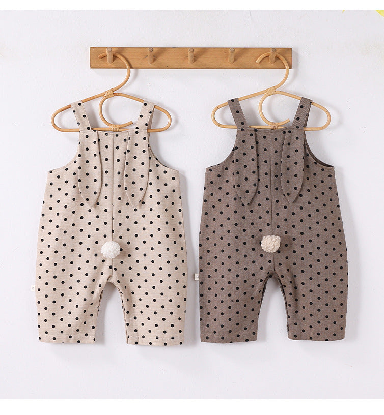 Polka Dot Cotton Overalls ドット柄 オーバーオール【mh0012340】 Beitaoya
