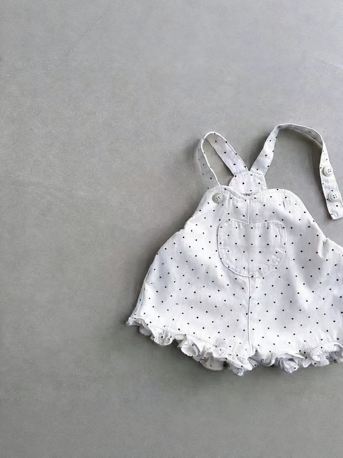 Polka Dot Denim Suspender Shorts ドット サロペットパンツ【mh0013283】 yi nian ni サロペットパンツ・サスペンダーパンツ