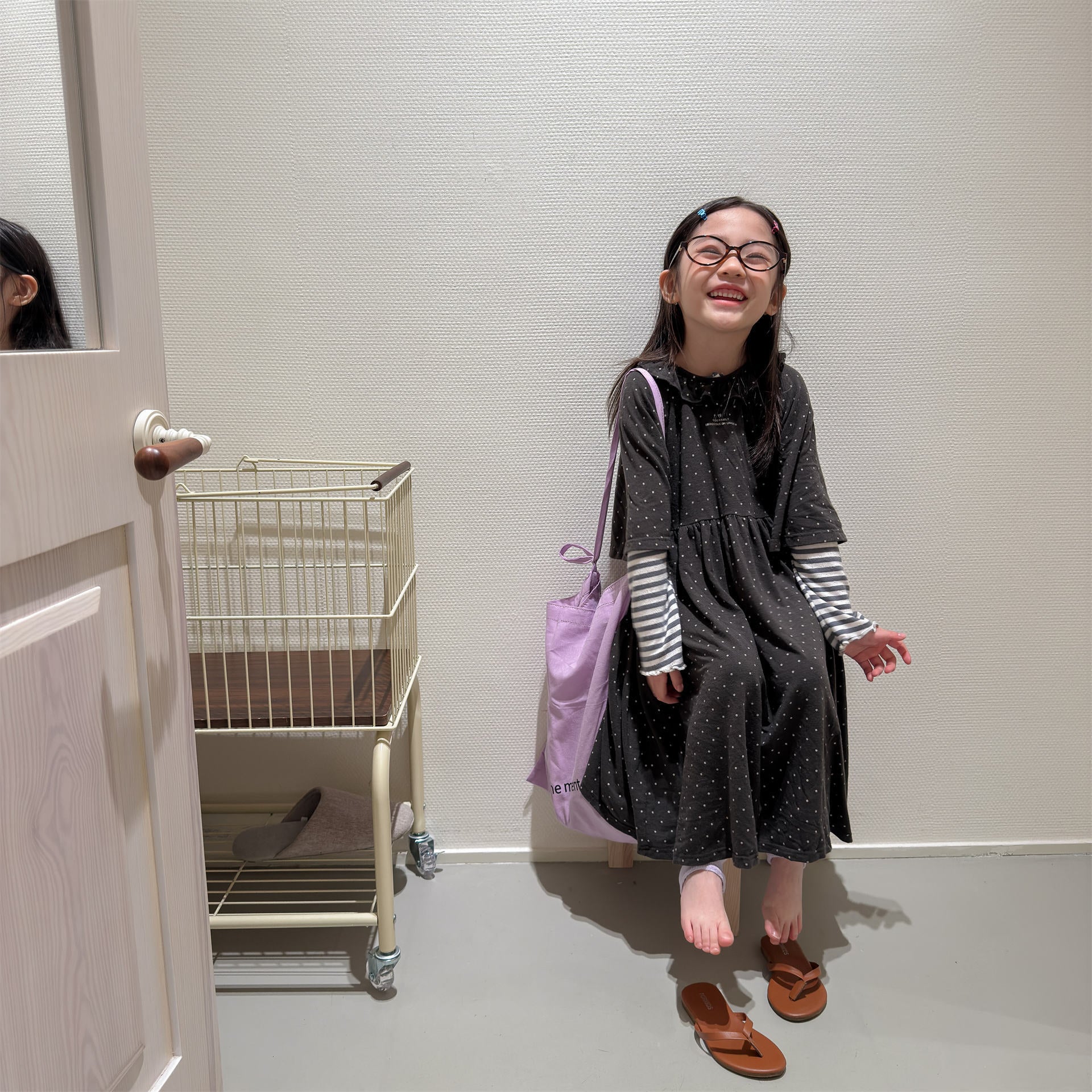 Polka Dot Frill Knit Dress ドット柄 フリル ニット ワンピース【mh0012461】 ADbaby 半袖ロンパース