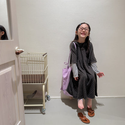 Polka Dot Frill Knit Dress ドット柄 フリル ニット ワンピース【mh0012461】 ADbaby 半袖ロンパース