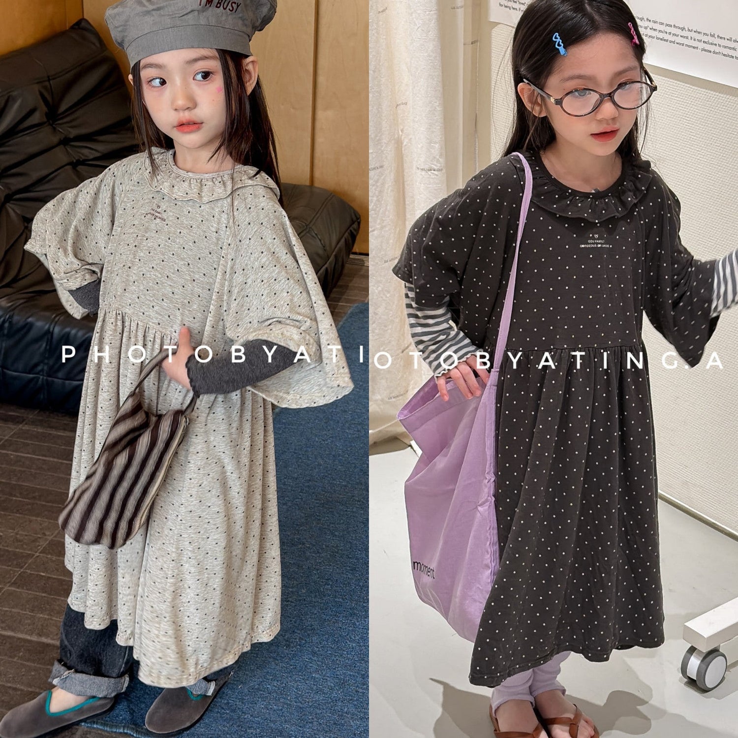 Polka Dot Frill Knit Dress ドット柄 フリル ニット ワンピース【mh0012461】 ADbaby 半袖ロンパース