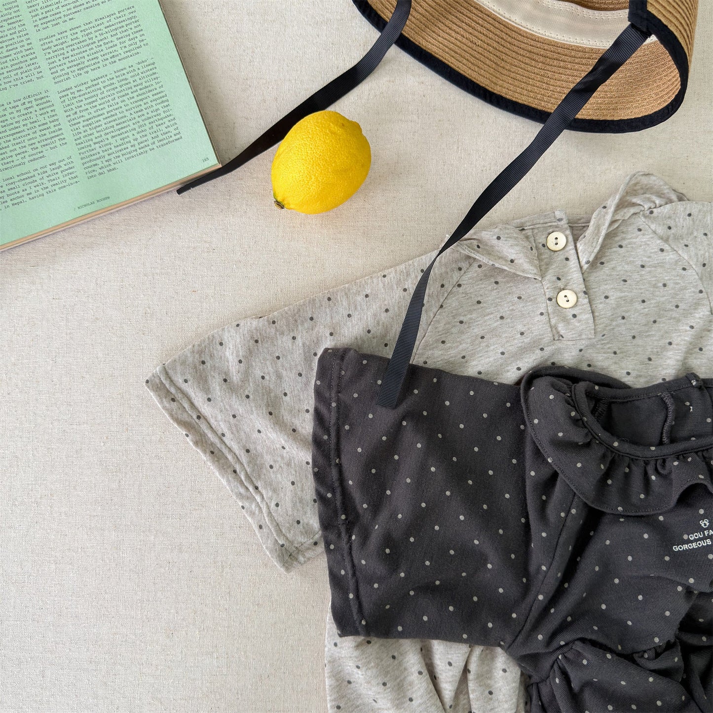 Polka Dot Frill Knit Dress ドット柄 フリル ニット ワンピース【mh0012461】 ADbaby 半袖ロンパース