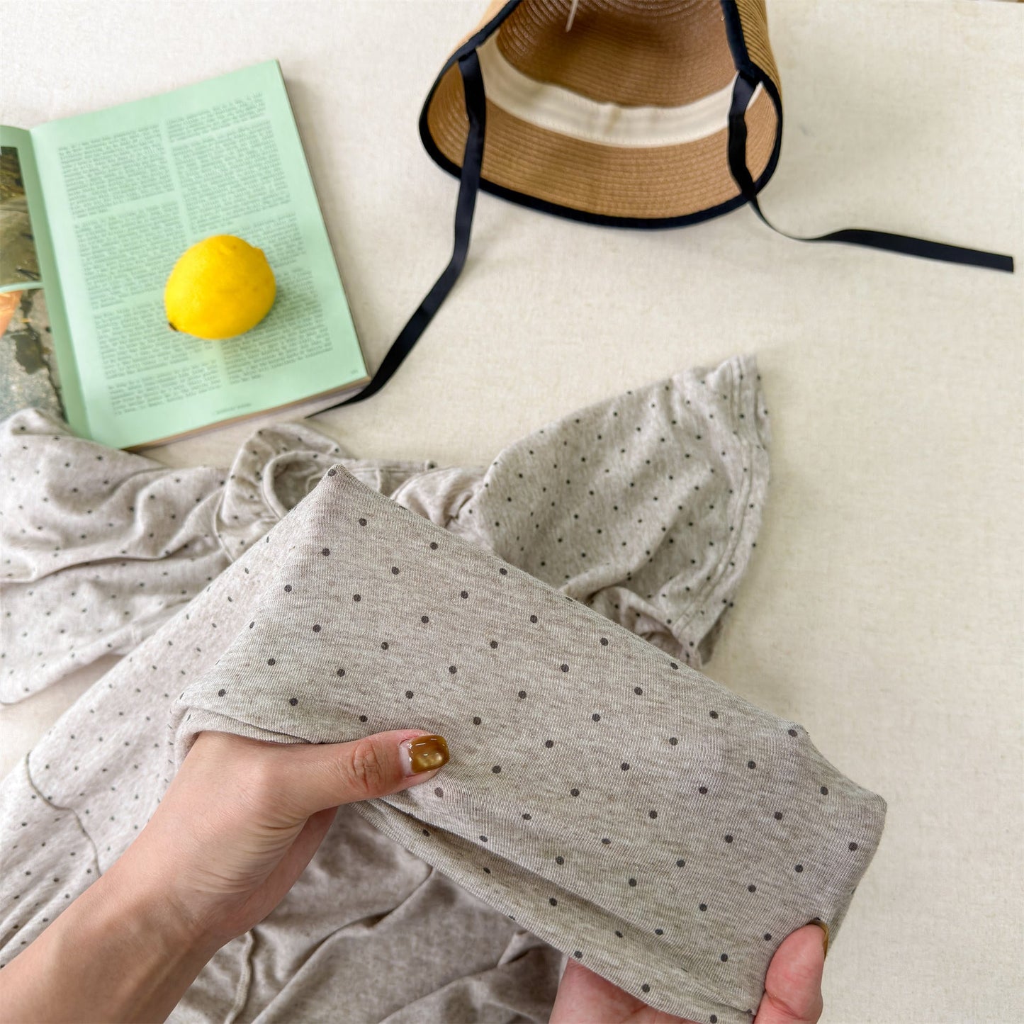 Polka Dot Frill Knit Dress ドット柄 フリル ニット ワンピース【mh0012461】 ADbaby 半袖ロンパース