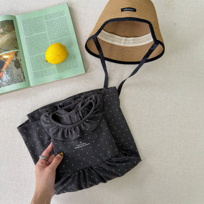 Polka Dot Frill Knit Dress ドット柄 フリル ニット ワンピース【mh0012461】 ADbaby 半袖ロンパース