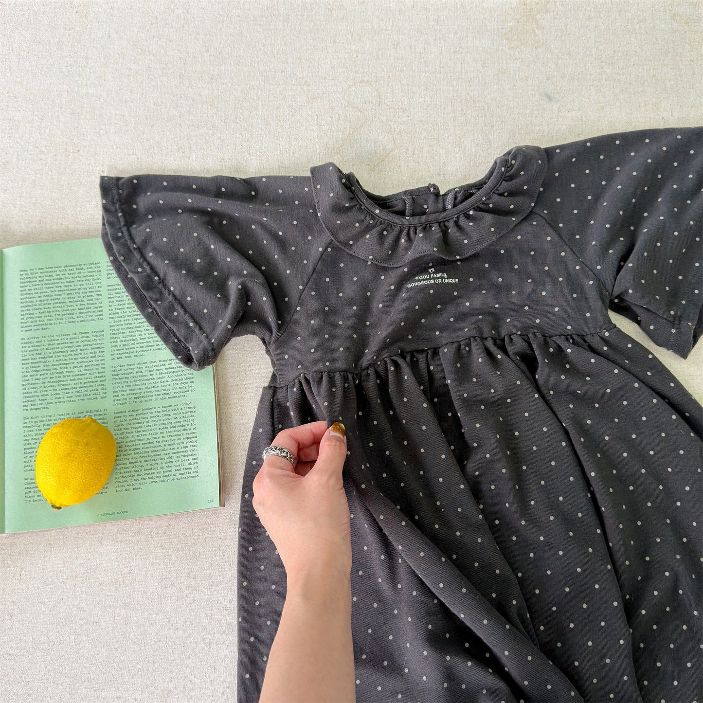 Polka Dot Frill Knit Dress ドット柄 フリル ニット ワンピース【mh0012461】 ADbaby 半袖ロンパース